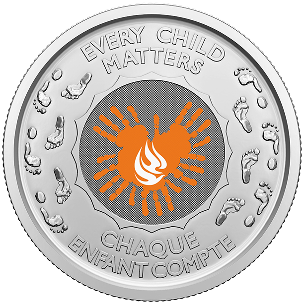 The Truth and Reconciliation Keepsake: On the other side of the Keepsake, the assertion “EVERY CHILD MATTERS” appears in English and French.