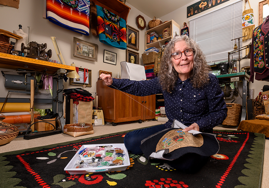 Master Beadwork Artist Jennine Krauchi in her studio.