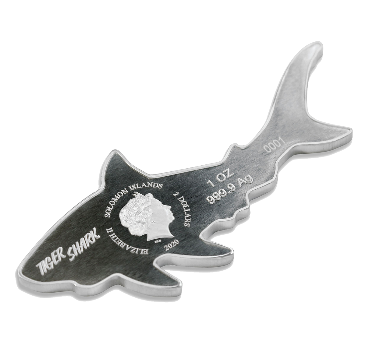 Pièce de 1 oz en argent pur – Le requin-tigre