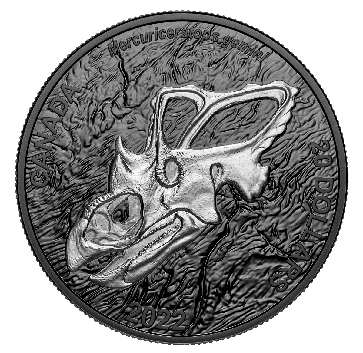  1 oz. Pure Silver Coin – Discovering Dinosaurs: Mercury's Horned Face