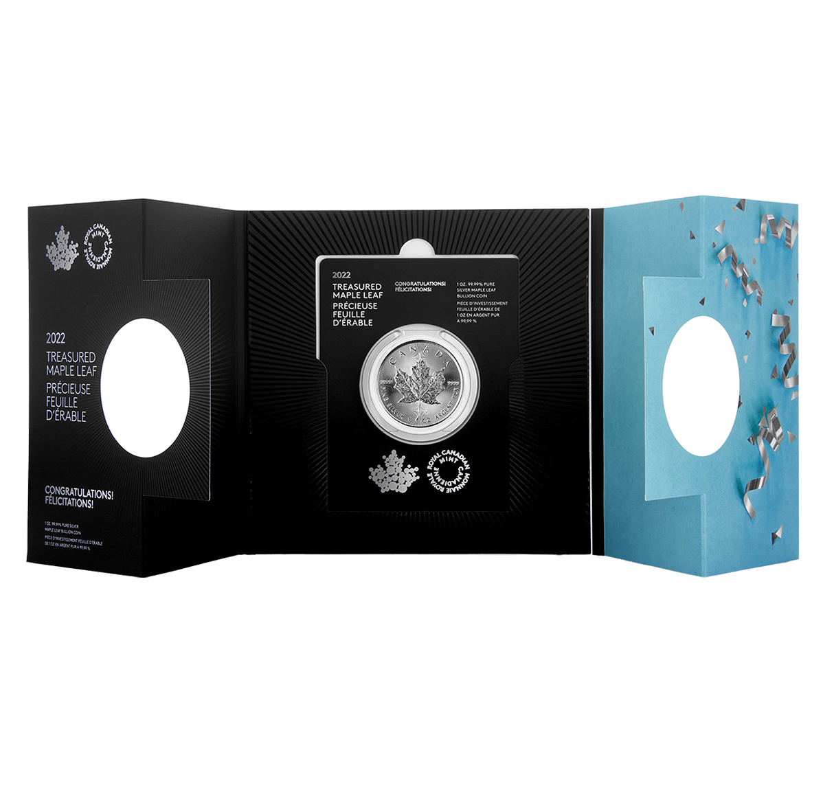 1 oz. 99.99% Pure Silver Coin - Treasured Silver Maple Leaf: Congratulations