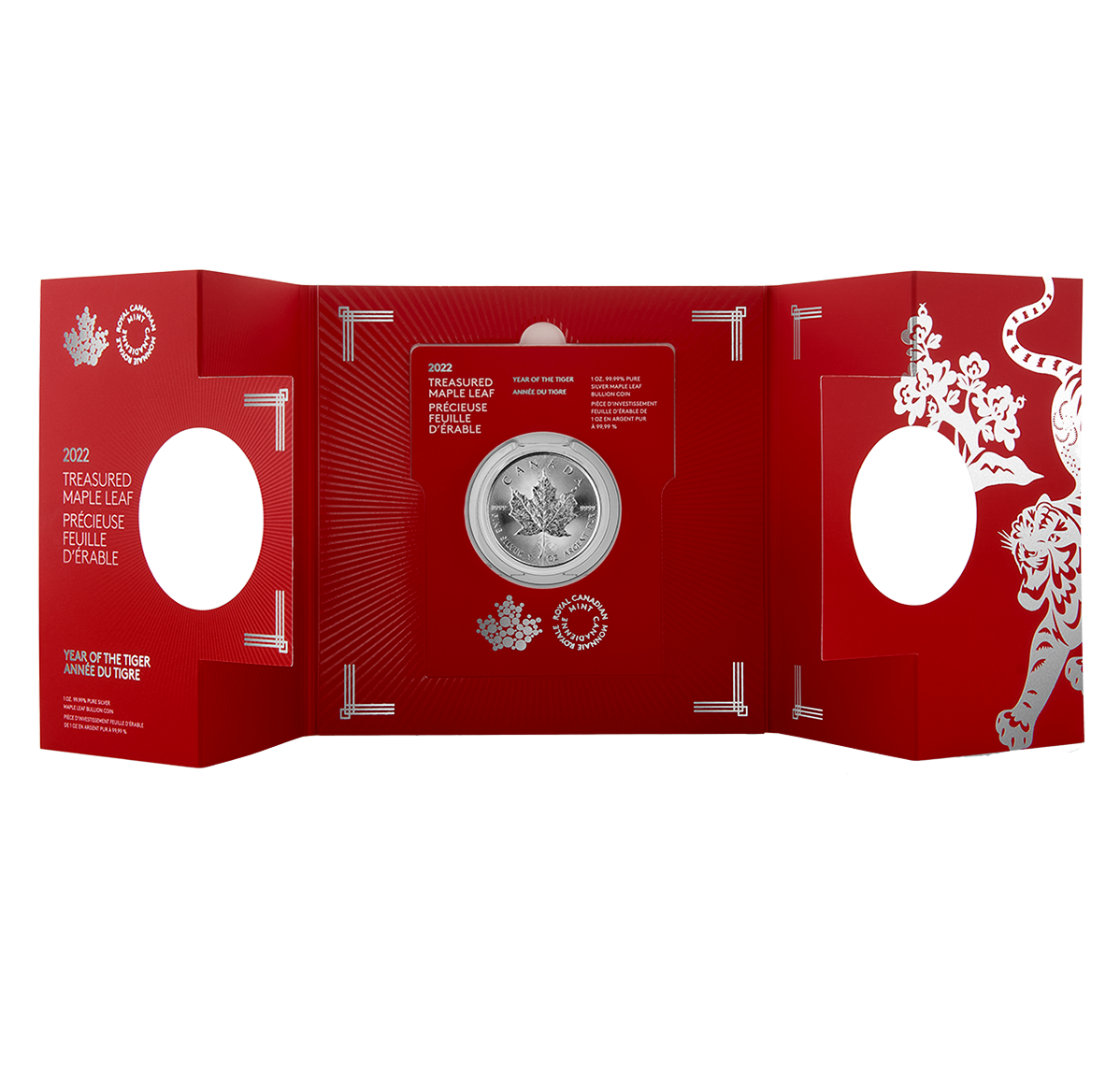 1 oz. 99.99% Pure Silver Coin - Treasured Silver Maple Leaf: Year of the Tiger