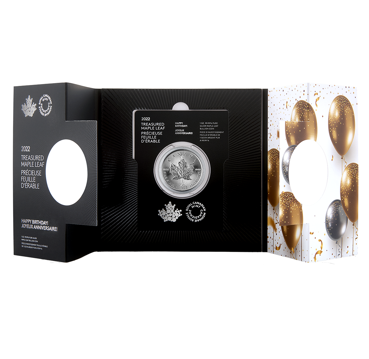 1 oz. 99.99% Pure Silver Coin - Treasured Silver Maple Leaf: Happy Birthday