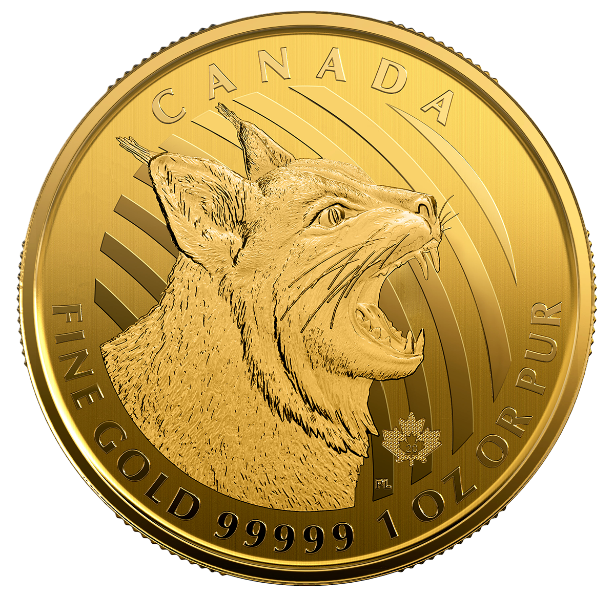 2020 $200 1 oz. 99.999% Pure Gold Coin “Call Of The Wild” Coin 7: Bobcat (Bullion)