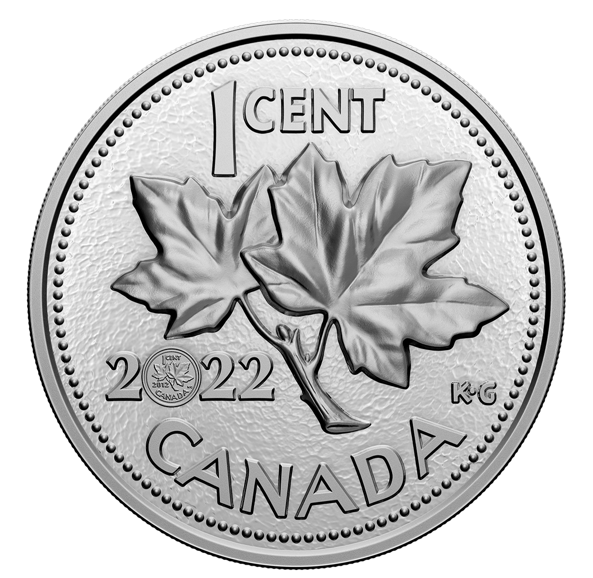 Pièce de cinq kilogrammes en argent pur – 10<sup>e</sup> anniversaire de la dernière pièce de un cent