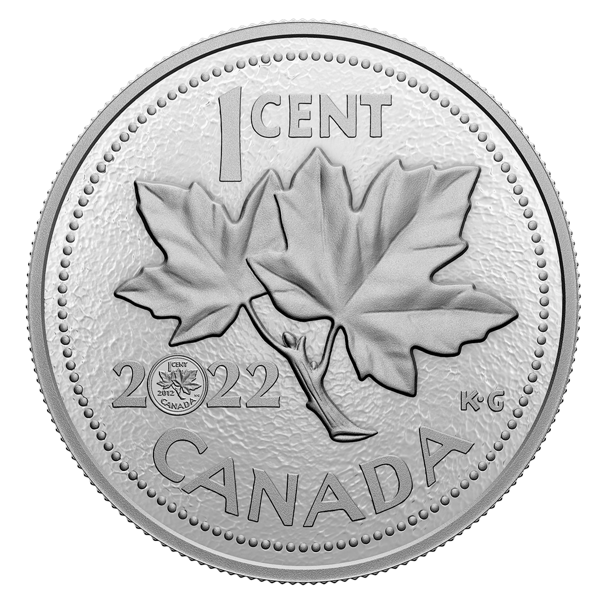 Pièce de 5 oz en argent pur – 10<sup>e</sup> anniversaire de la dernière pièce de un cent