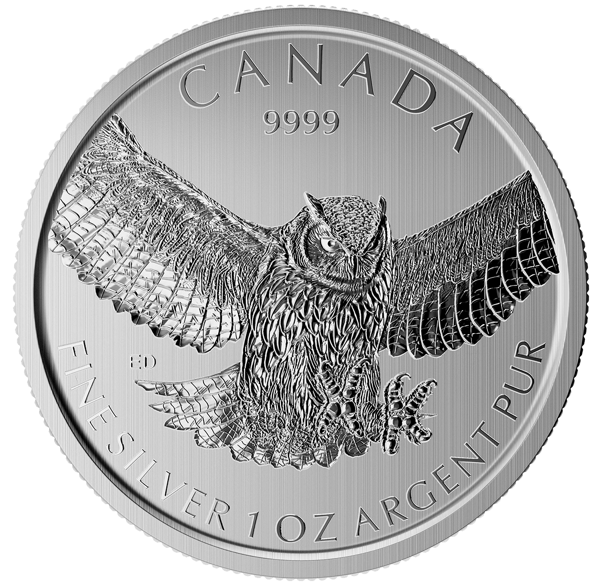 2015 1 oz. 99.99% Pure Silver "Birds of Prey" Coin 4: Great Horned Owl (Bullion)
