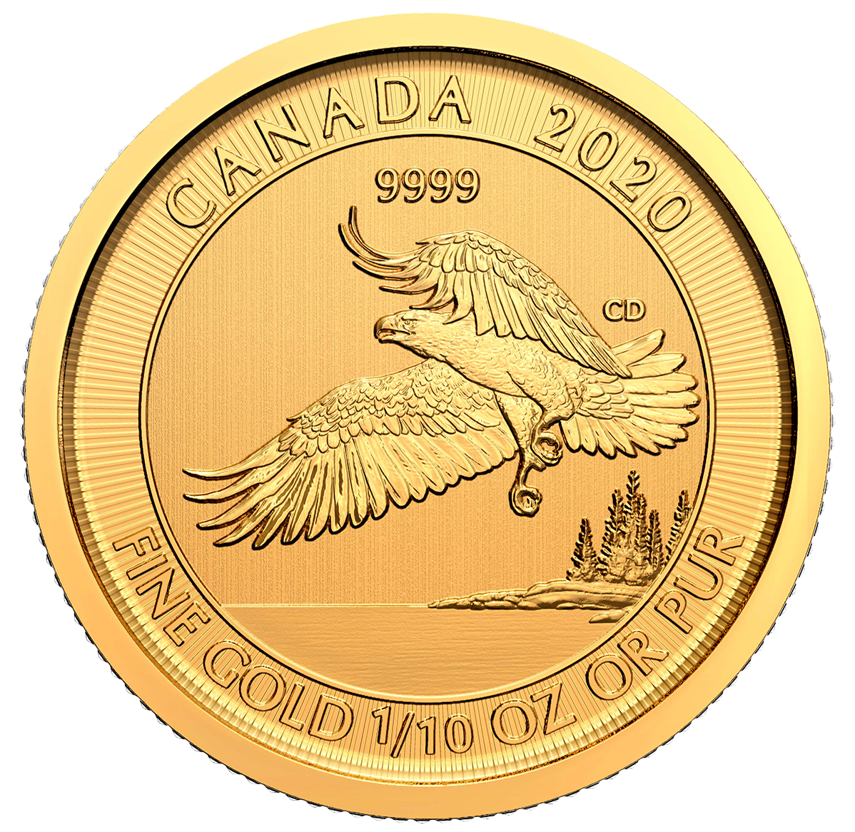 2020 $5 1/10 oz. 99.99% Pure Gold Coin - Eagle (Bullion)