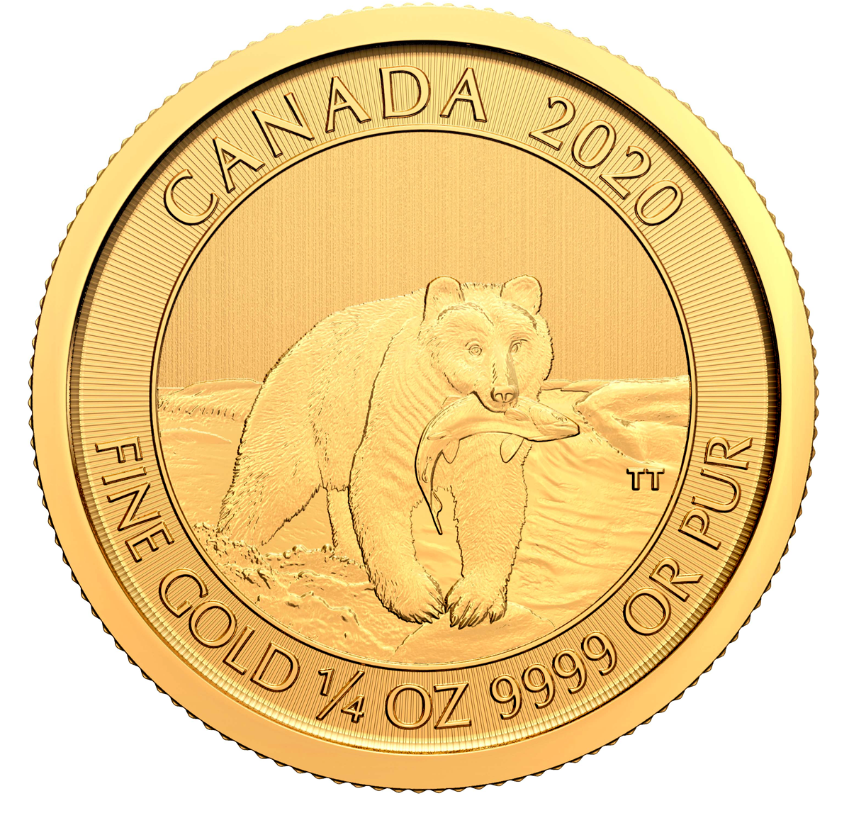 2020 $10 1/4 oz. 99.99% Pure Gold Coin - Kermode 'Spirit' Bear (Bullion)