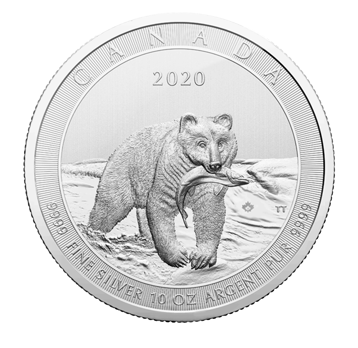 2020 $50 10 oz. 99.99% Pure Silver Coin – Kermode 'Spirit' Bear (Bullion)