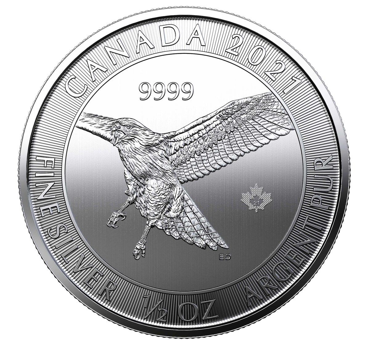2021 $2 1/2 Oz. 99.99% Pure Silver Coin – Red-tailed Hawk (Bullion)