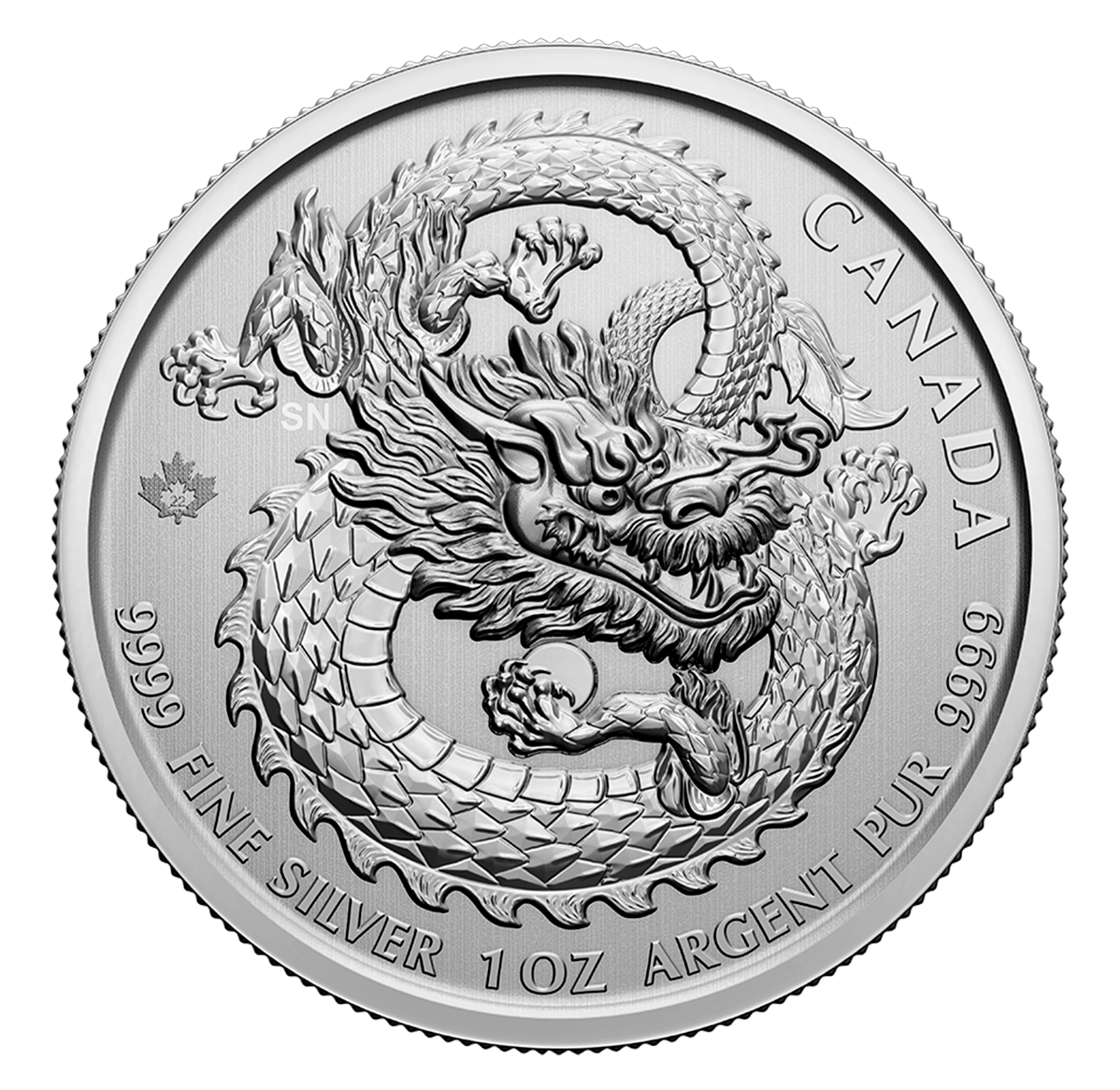 2022 $5 1oz. 99.99% Pure Silver Coin – Dragon II (High Relief Bullion)